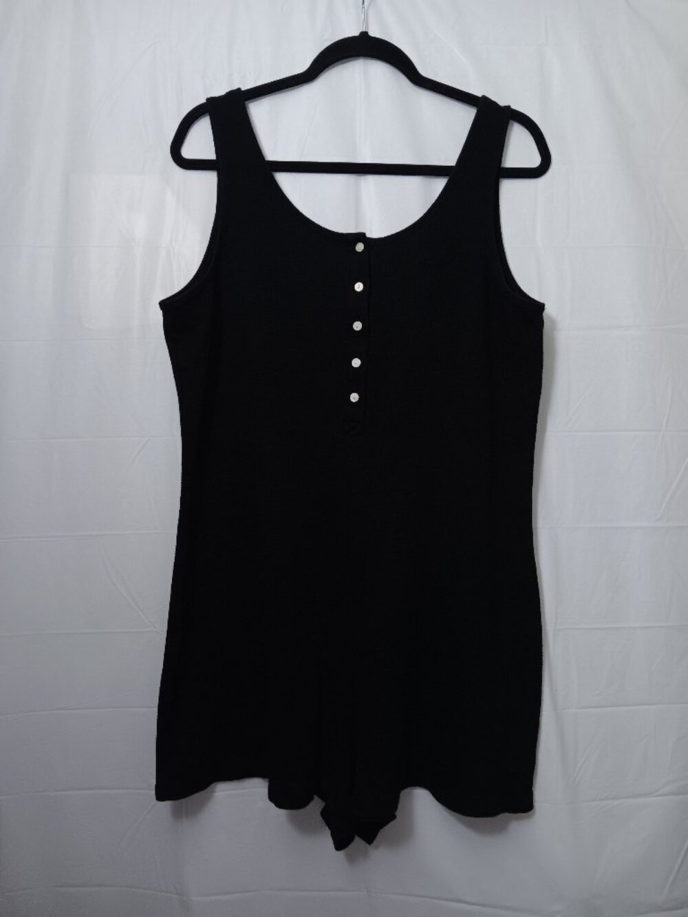 OLD NAVY WOMEN'S XL" BLACK WAFFLE KNIT TANK-TOP LOUNGE ROMPER